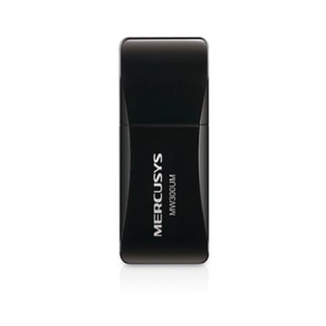 Mini Adaptador USB 2.0 sem fios Mercusys N300 - Até 300Mbps - Preto - Mercusys MW300UM