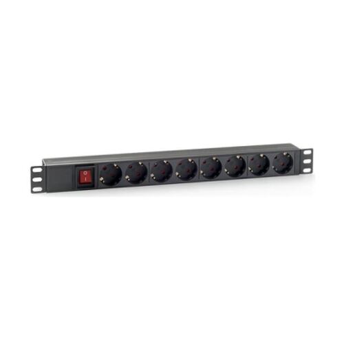 Tira de alimentação Cromad 8 Shuckos para montagem em rack 19" 1U - Interruptor liga/desliga - Caixa de plástico - Cabo de 1,80 m - Cromad CR0310