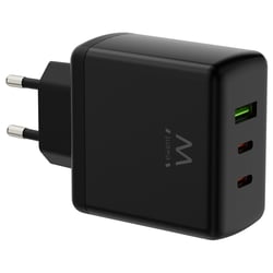 EWENT CARREGADOR GAN 2xUSB-C 1xUSB-A 65W PRETO - Ewent EW1331