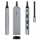 Estação de ancoragem USB-C 5 em 1 da Aisens - USB-C para 1xHDMI - 1xRJ45 - 2xUSB - 1xPD - 15 cm - Zincado - Aisens ASUC-5P003-GR