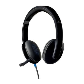 Logitech H540 Auscultadores USB com microfone - Microfone dobrável - Banda para a cabeça ajustável - Almofadas para os ouvidos almofadadas - Controlos para os ouvidos - Cabo de 1,80 m - Preto - Logitech 981-000480