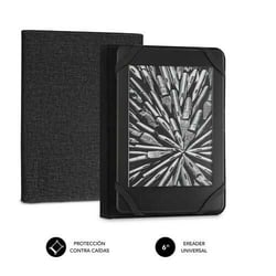 Subblim 6" Rugged Ereader Case - Interior aveludado - Dobra confortável - Pega sem danos - Cor preta - Subblim 234042