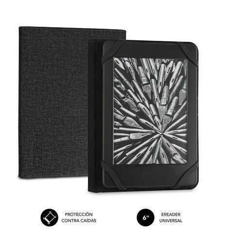 Subblim 6" Rugged Ereader Case - Interior aveludado - Dobra confortável - Pega sem danos - Cor preta - Subblim 234042