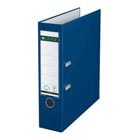 Leitz 180º Lever Arch File Tamanho A4 - Largura da lombada 80mm - Anel, Rado e porta-cartões na lombada - Cartão forrado a plástico - Fitas metálicas nas extremidades - Azul - Leitz 10105035