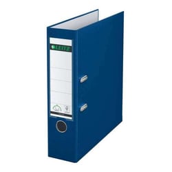 Leitz 180º Lever Arch File Tamanho A4 - Largura da lombada 80mm - Anel, Rado e porta-cartões na lombada - Cartão forrado a plástico - Fitas metálicas nas extremidades - Azul - Leitz 10105035