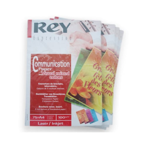 Papel Fotocopia 5 Cores Intensas A4 100gr 5x15=75Fls ( Vermelho Azul Laranja Amarelo Verde) - Rey 180Z20877