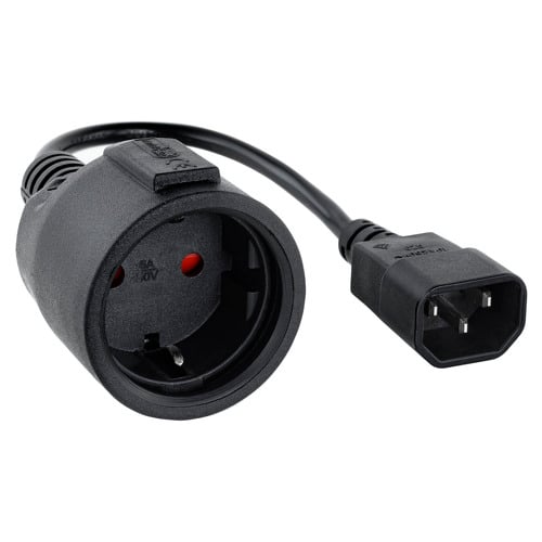 Cabo adaptador nanocabo para UPS C14 Macho para CEE7 Fêmea 16A 0,25m - Preto - Nanocable 10.22.0901