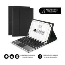 Teclado Bluetooth amovível Subblim - Universal 9-10,1" - Design ultrafino - Suporte ajustável - Touchpad - Sistema magnético - Robusto e adaptável - Sem fios - Bluetooth - Cor preta - Subblim SUB-KT2-BTP001