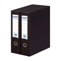 Dohe Modulo de 2 Armário de Arquivo Folio Lombada Larga com Argola e Rado - Cartão forrado a Polipropileno - Protectores de Cantos Metálicos - Alavanca de Alta Qualidade - Cor Preto - Dohe 90132