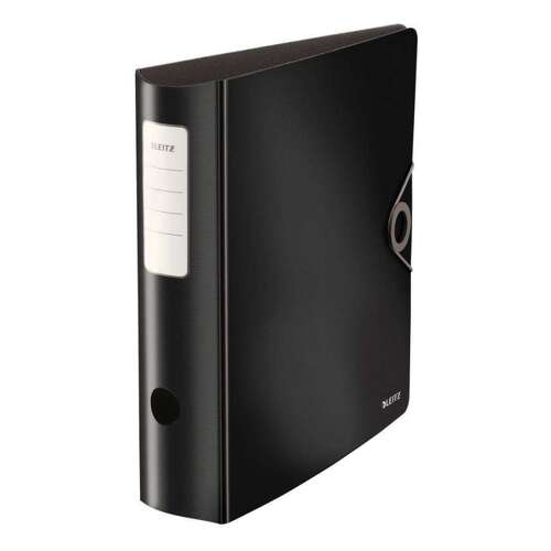 Leitz Active Solid Arquivo de alavanca para formato A4 - Lombada arredondada com 75 mm de largura - Mecanismo de 180° - Fecho com elástico - Preto - Leitz 10471095