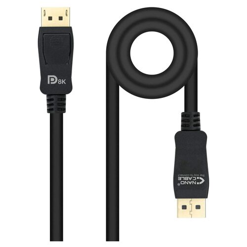 Cabo Nanocabo DisplayPort 1.4 Macho para DisplayPort 1.4 Macho 2m - Certificado VESA - Cor Preto - Nanocable 10.15.2502