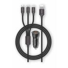 Carregador para automóvel TechOneTech 2x USB-A + 3 em 1 MicroUSB, Lightning e USB-C - Preto - TechOneTech 228687