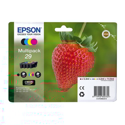 EPSON TINTEIRO PACK 4 CORES 29 CLARIA HOME XP235/332/335/432/435 - Epson C13T29864022