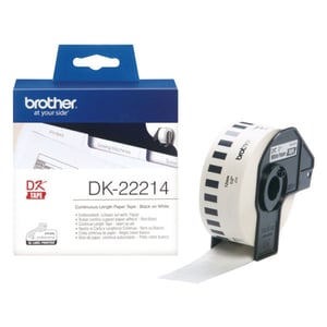 Fita contínua de Papel térmico (branca). Largura: 12 mm. Comprimento: 30,48 m - Brother DK22214