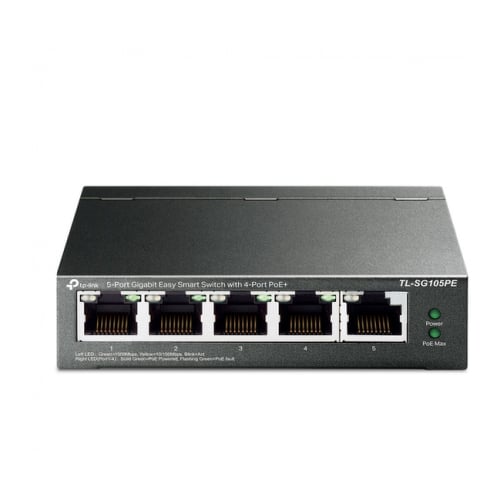 TP-LINK 5-PORT GIGABIT EASY SMART SWITCH 4-PORT POE+PORT: 4× GIGABIT POE+ - TP-Link TL-SG105PE