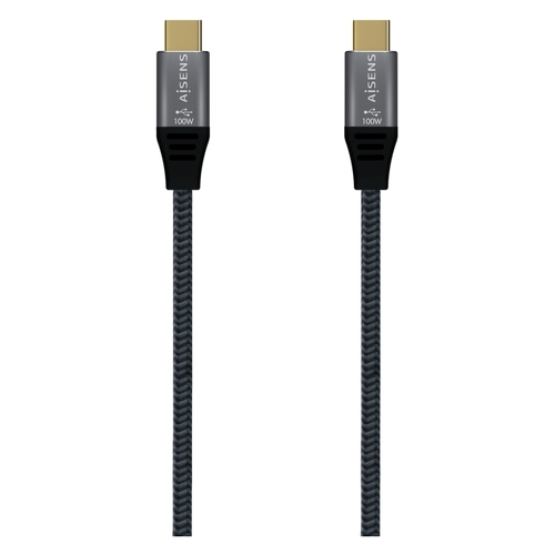 Aisens Cable USB 3.2 Gen2x2 Aluminio 20Gbps 8K@30Hz 5A 100W E-Mark, Tipo USB-C/M-USB-C/M - 1.5m - Color Gris - Aisens A107-0672