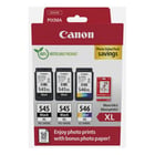 Canon PG-545XL/CL-546XL Embalagem múltipla de 3 tinteiros originais + 50 folhas de papel fotográfico - 8286B015 - Canon 8286B015