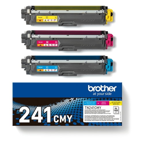 Pack 3 toners (C / M / Y) Duração estimada: 1.400 págs. cada cor segundo ISO/IEC 19798 - Brother TN241CMY