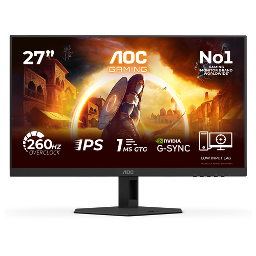 AOC Monitor Fast IPS de 27", 16:9, FHD, 1 ms, 260 Hz, HDMI, DP; referência 27G4ZR - AOC 27G4ZR