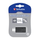 PEN VERBATIM 128GB PINSTRIPE USB 2.0 BLACK - Verbatim 49071