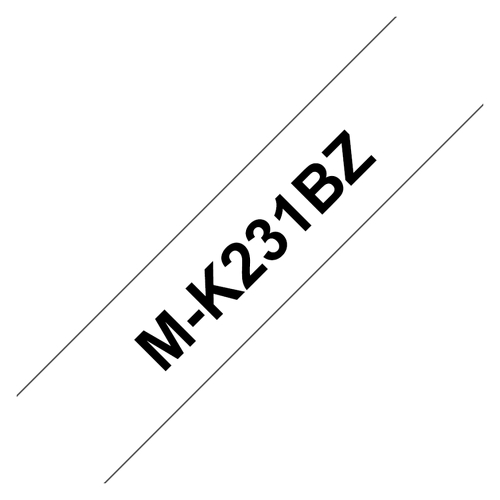 Fita de etiquetas genérica não laminada Brother MK231BZ - Texto preto sobre fundo branco - Largura 12 mm x 4 metros - BR-MK231BK