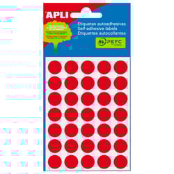 Etiquetas para Mini-Bolsas Apli Vermelho Ø 13,0mm 5 Folhas - APLI 208116