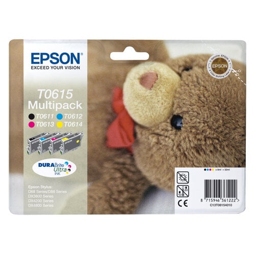 Pacote com 4 cartuchos de tinta originais Epson T0615 - C13T06144010 - Epson C13T06154010
