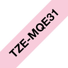 Fita laminada mate. Texto preto sobre fundo rosa pastel. Largura: 12mm. Comprimento: 4m - Brother TZe-MQE31