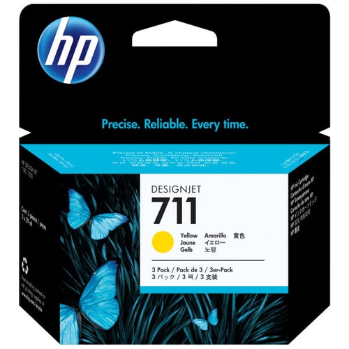 HP Conjunto Triplo de Tinteiros DesignJet 711 Amarelo de 29 ml - CZ136A