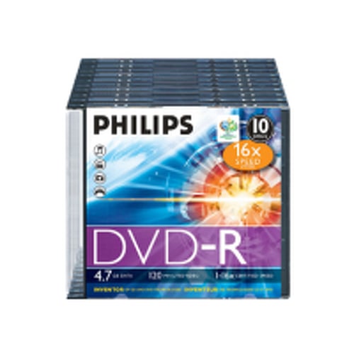 DVD-R 4.7GB 16x Philips Slim Case 10un - Philips PHIDM4S6S10F