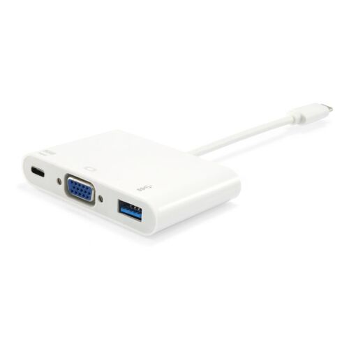 Equipar adaptador USB-C macho para VGA fêmea / USB-C fêmea / USB-A fêmea 3.0 - Equip EQ133462