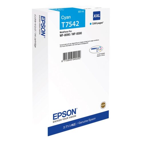 Epson T7542 Cyan Original Cartucho de Tinta - C13T754240 - Epson C13T754240