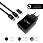 Carregador doméstico de 2 portas Subblim - 25W - Carregamento rápido PD 3.0/2.0/Quick Charge 3.0 4.0 2.0 - Cabo USB C reversível - Preto - Subblim 234497