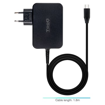 Carregador para Portátil Tooq GaN USB-C/PD 3.0 90W - Cabo de 1,80m - Preto - Tooq 220082