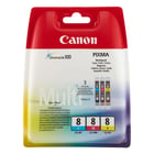 Pacote de 3 cartuchos de tinta originais Canon CLI8 - Ciano, Magenta, Amarelo - 0621B029 - Canon 0621B029