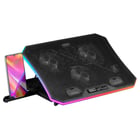 Cooler MARS GAMING MNBC6 ARGB NOTEBOOK COOLER & STAND, 3x FAN, PHONE HOLDER, 19" SIZE - Mars Gaming MNBC6