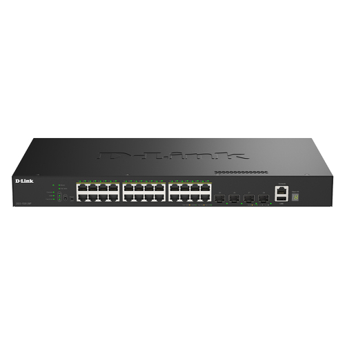 D-Link Switch gerido empilhável Smart Pro com 24 portas GE PoE (30 W) + 4 portas 10G SFP+, 370 W - D-Link DGS-1530-28P/E