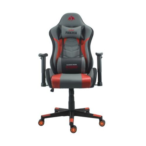 Cadeira Gaming Cromad Phoenix Series - Ajustável em altura com pistão a gás classe 2 - Reclinável até 180º - Almofadas para costas e pescoço - Preto/Vermelho/Preto/Puro - Cromad 262202