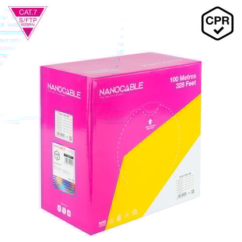 Cabo de Rede Nanocable Cat. 7 600Mhz LSZH SFTP PIMF AWG23 100m - Cor Laranja - Nanocable 10.20.1700-100