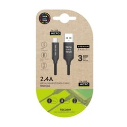 TechOneTech USB-A Macho para Micro-USB Macho 1m - Revestido de Nylon Trançado - TechOneTech TEC2001