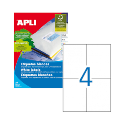 Etiquetas 105x148mm 100Fls A4 Apli 400un - APLI APL01280