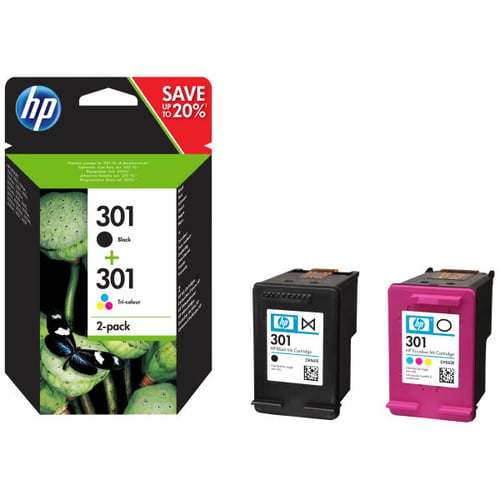 HP Conjunto Duplo de Tinteiros Originais 301 Preto/Tricolor - N9J72AE