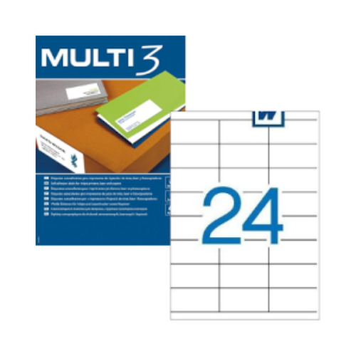 Etiquetas 070x036mm 100Fls A4 Multi3 2400un - Multi3 APL4723