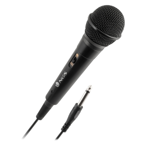 Microfone NGS Singer Fire - Botão de ligar/desligar - Ficha de 6,3 mm - Cabo de 3 m - Preto curto - NGS SINGERFIRE