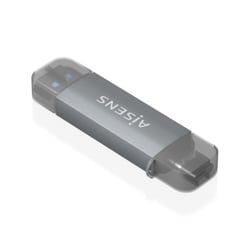 Leitor de cartões Aisens USB-C e USB-A - Compatível com SD, Micro SD, MMC, RS-MMC - Suporta USB 3.1 Gen1 - Compatível com Windows e Mac Os - Cor cinzenta - Aisens 284907