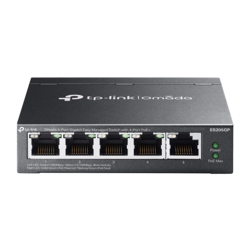 TP-LINK SWITCH OMADA 5-PORT X1000 EASY MANAGED COM 4 PORTAS POE+ - TP-Link ES205GP