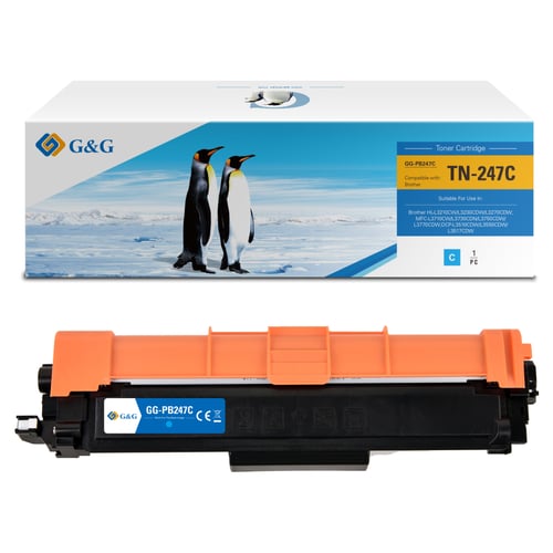 G&G Brother TN247/TN243 Cião/Azul Cartucho de Toner Compatível, 2.300 Páginas - Toner Compatível TN247C/TN243C