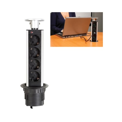 Bloco de Mesa Elevatório 4 Tomadas (Oculto) - Velleman VELEBP04L-G