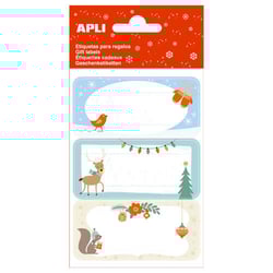 Autocolantes Apli Ésquilo de Natal - 3 folhas de 9 autocolantes rectangulares com cantos arredondados - 3 modelos diferentes - Autocolantes permanentes de alta qualidade - Tema de Natal - APLI 214986
