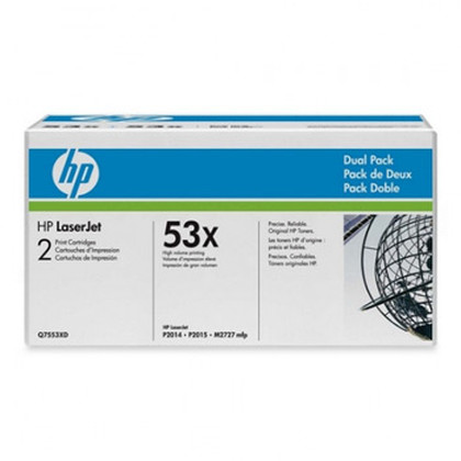 HP Conjunto Duplo de Toner LaserJet Original 53X Preto de elevado rendimento - Q7553XD